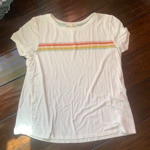 Youth XL white t-shirt with colored stripes